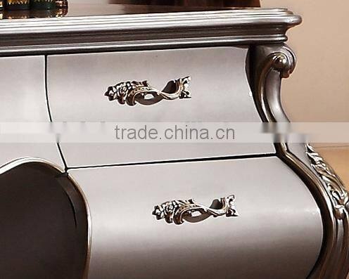 European Style Luxury Executive Office Desk, Classic Wood Carving Writing Table, Silver Foil Home Office Furniture (BF01-ML019)