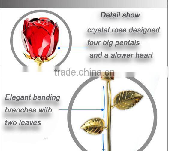 2016 elegent K9 crystal rose with beauty vase for wedding favors or home decoration