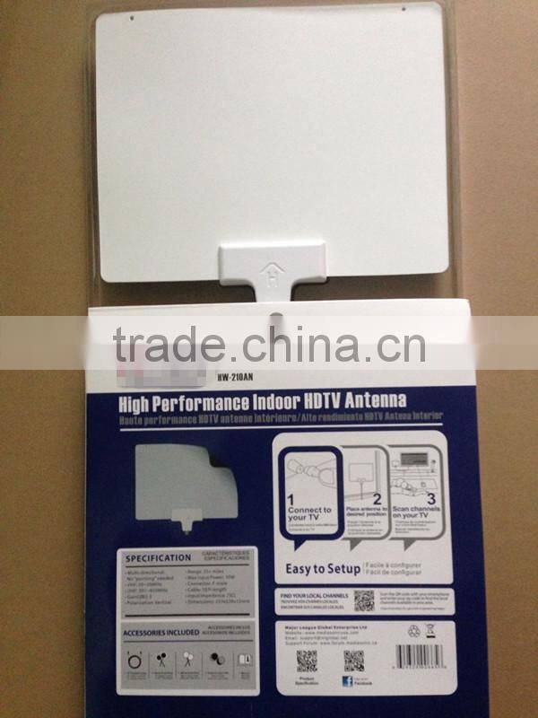 2015 Fashion and High Quality HDTV VHF UHF Indoor TV Antenna Ultra thin Indoor antenna