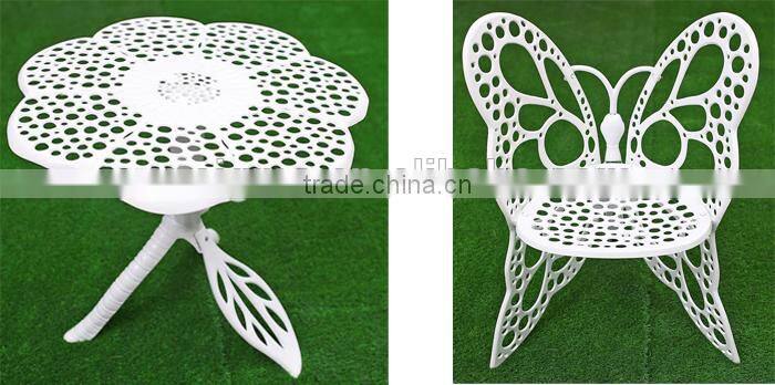 White Aluminum Butterfly Garden Outdoor Furniture Table and Chair Bistro Set