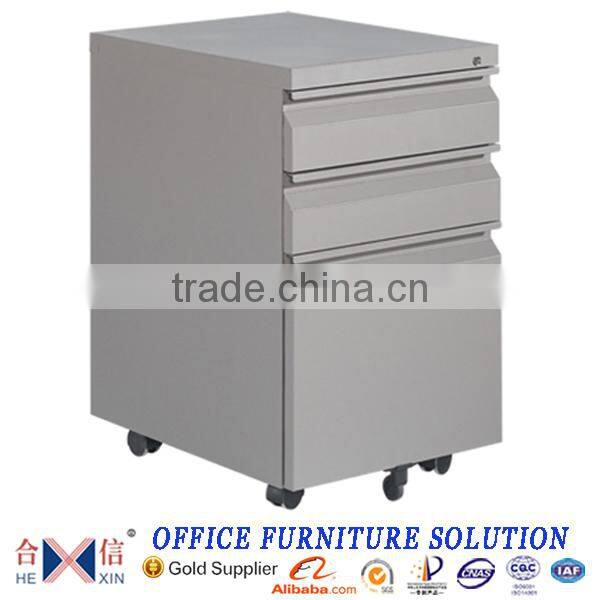 steel 3 drawers movable cabinet mobile pedestal with plastic top