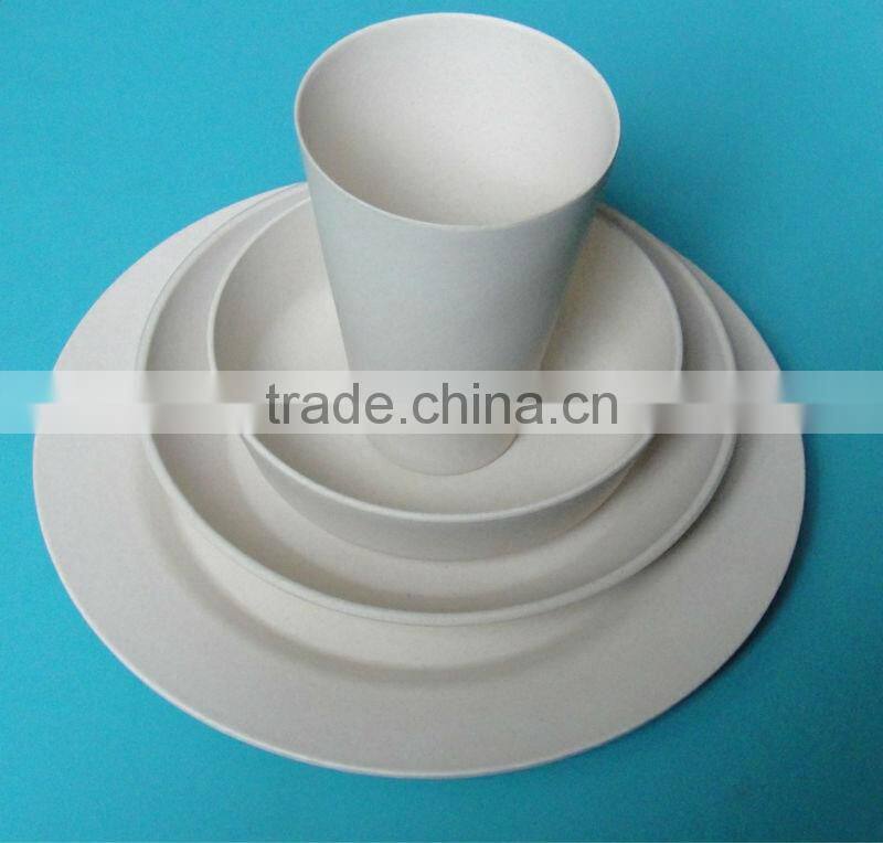biodegradable bamboo fiber dinnerware sets with plate(L),plate(S),bowl and cup