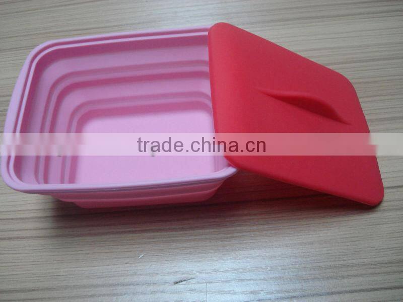 2014 new style promotional silicone foldable bowl with lid