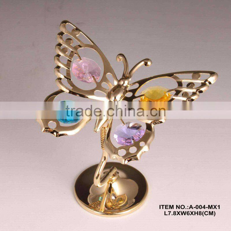 24K gold plated Metal Butterfly with swarovski elements
