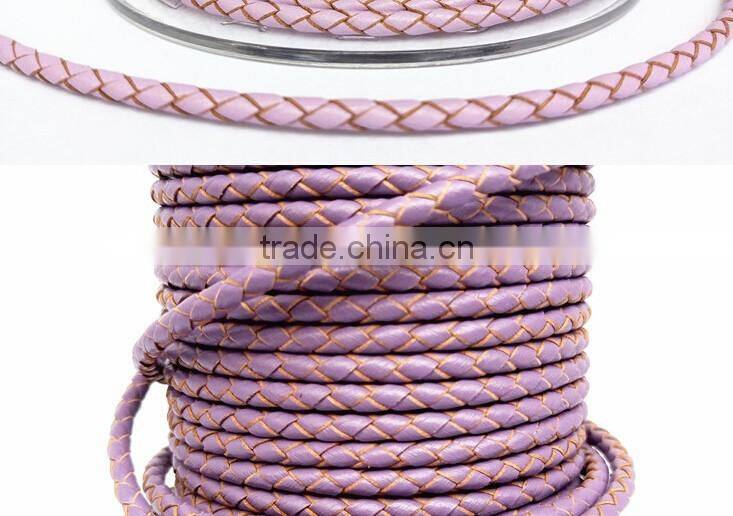 colorful real leather handmade weave lanyard / round leather rope