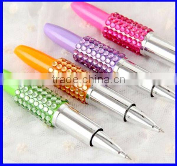 Gift Stationery lipstick point pen with diamond