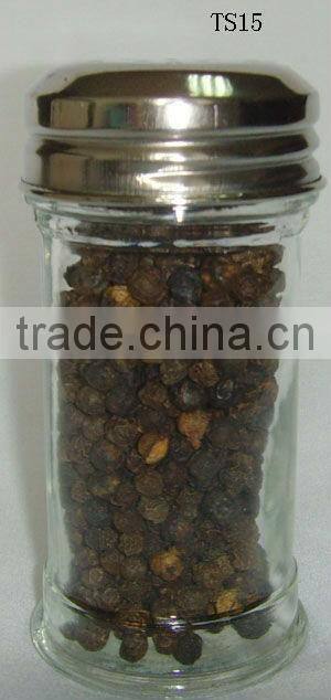 2016 zibo cheap wholesale mini clear cylinder glass pepper jar with metal lid