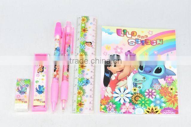 6PC ( 2PC Pen + Lead of pencil +Eraser +Ruler +Notebook) stationery