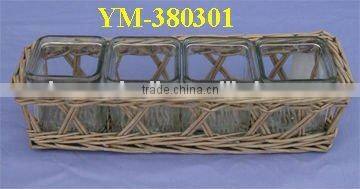 handmade willow candle holder with two ears