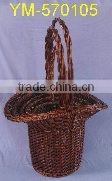 Round Dark Willow Basket Set of 3