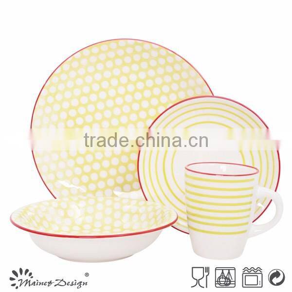 2017 New design ceramic stoneware crockery pad printing dinnerware set