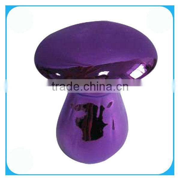 Electroplate purple ceramic mushroom decor