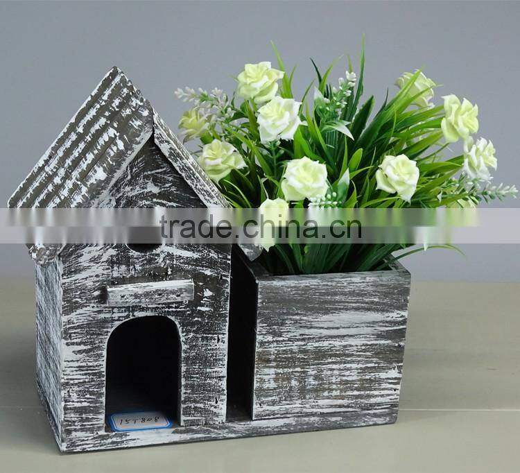 Wood Flowerpot House Planter Succulent Creative Handmade Flower Pots