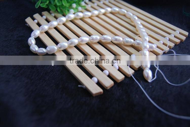 8-9mm white rice shape freshwater pearl strand