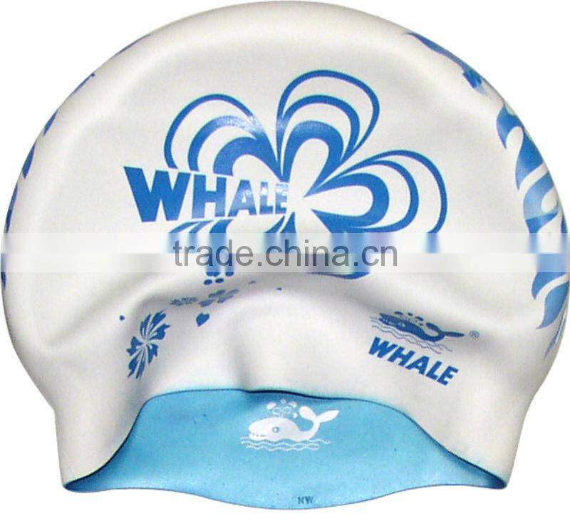 High quality waterproof custom logo printed silicone swimming cap and swim hat