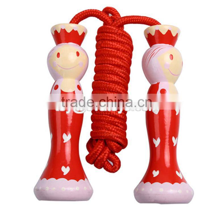 Wholesale cheap cartoon wooden multi-functional skipping jump rope for kids W01A120-S