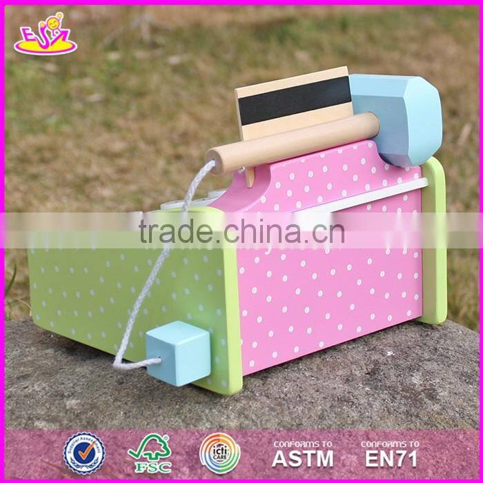 2017 new design pretend play toy wooden kids cash register for sale W10A065