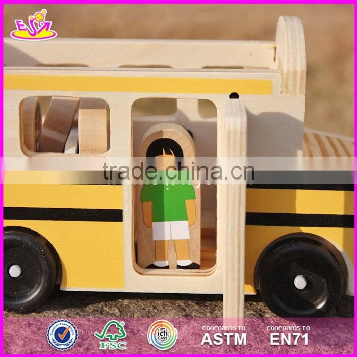 2017 New design toddlers go sightseeing wooden bus toys W04A340