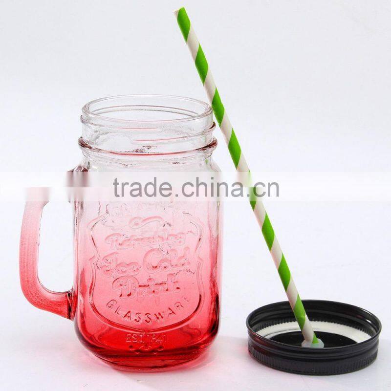 500ml Mason Glass Cup Drinking Jar with Handle Mug
