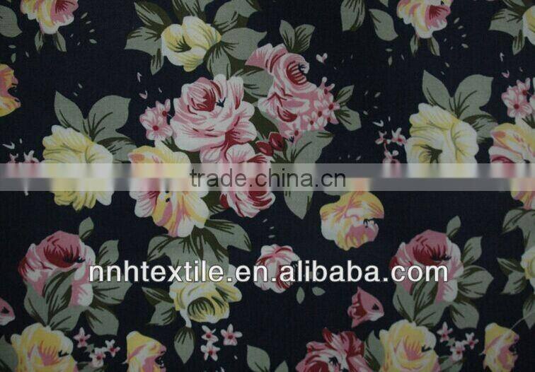 low price 100% polyester good print flower print fabric wholesale