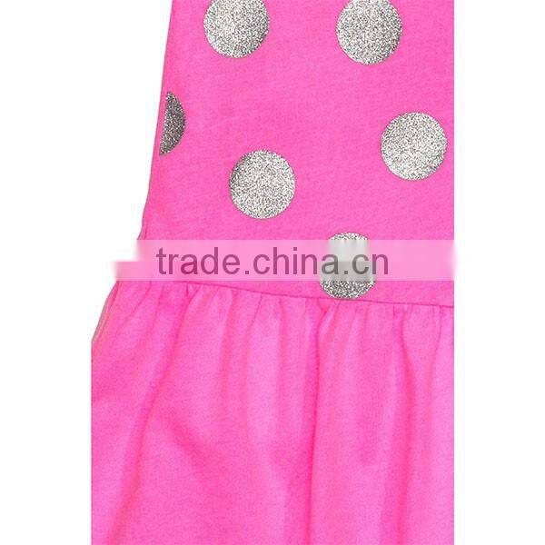 Fashionable Vetement Enfant Girls Short Sleeve Casual Dress Cotton Print Jersey Dress HSD9157