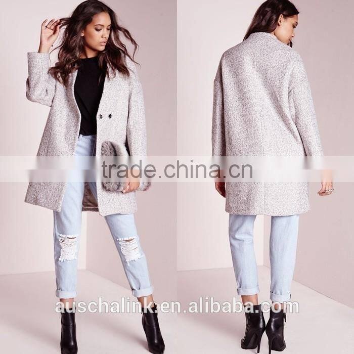2016 new style girls grey wool cocoon coats elegant design