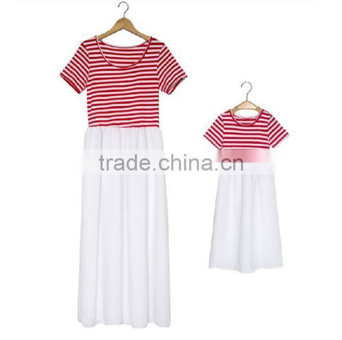 Mother and daughter skirt,modal cotton,fashion design,cross stripe.