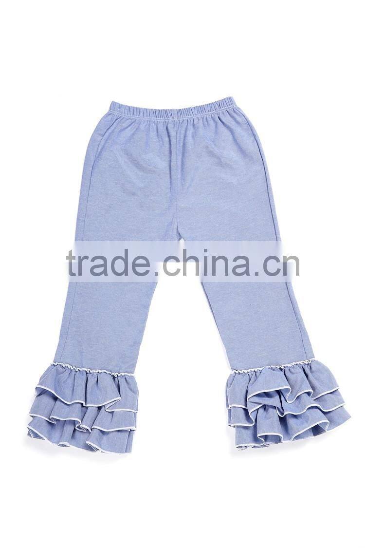 unique design kids simulated jeans comfortable ruffle denim pants