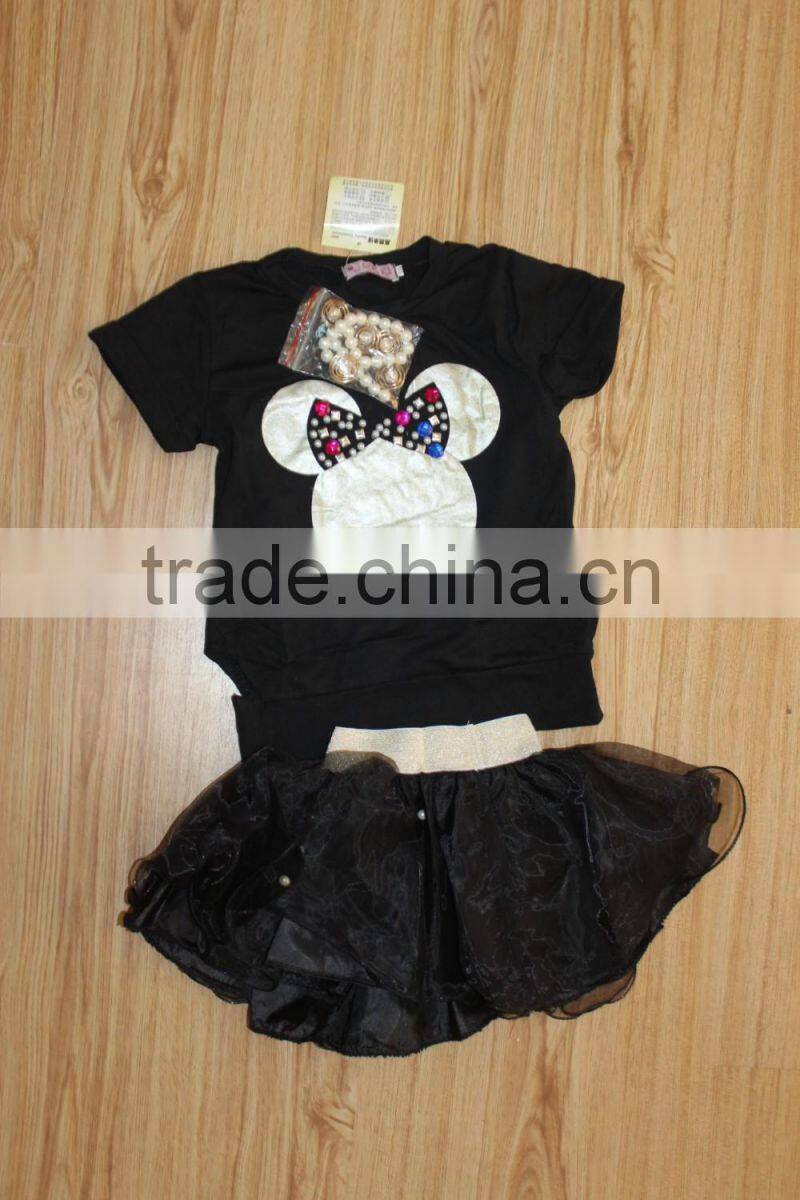 GZY 2016 Children Girl Cotton T-shirt and Chiffon Dress in Bulk