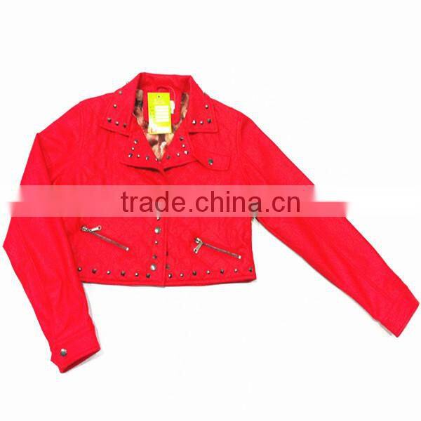 2015 Newest PU Leather Women Half Jacket