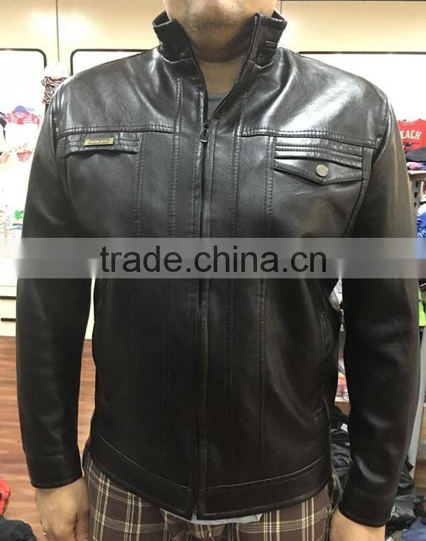 Mens black PU jacket stock