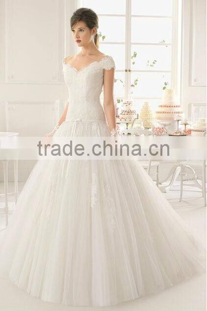 sexy cap sleeve lace ball gown wedding dress for mature bride