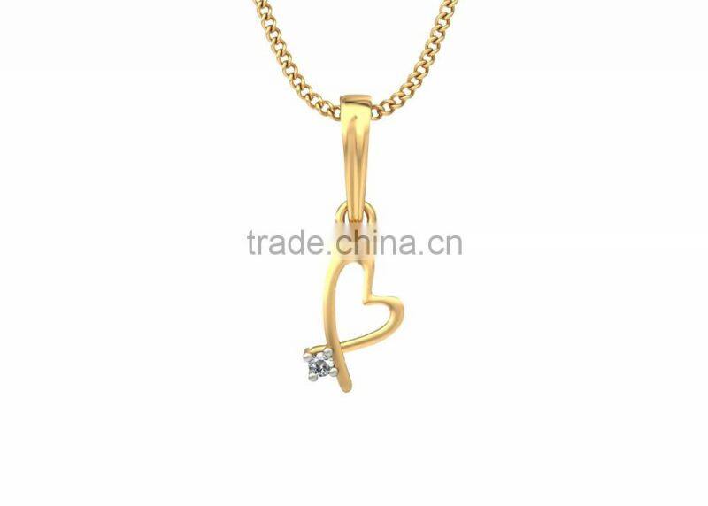 Two Tone Plated Small CZ Stud Designer Heart Pendant