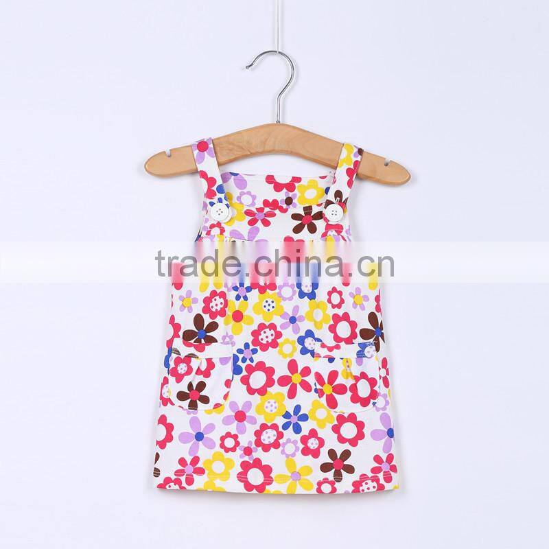 MGOO High Quality Cotton Dress Tulle Girl Floral Print Little Dress Infant Kids Sleeveless Dress CS002