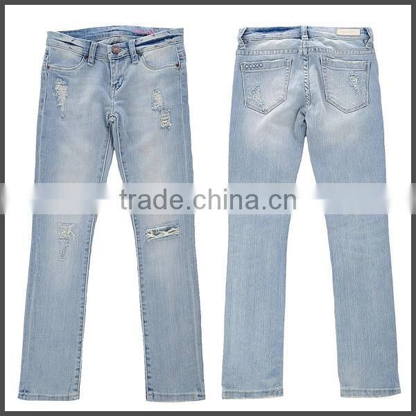 custom new fashion girls scratch jeans