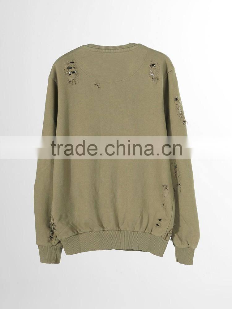 China Suppliers New Custom Fashion Men Contrast Two Color Pullover Oversized Distressed Hoodie with embroidered logo