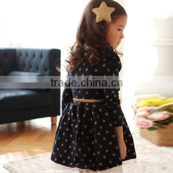 New Stylish Child Girls Clothes Buttons Princess Dress With Belt Casual Dresses for Girls 10 Years SV010782