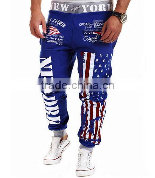 OEM bulking buy closed bottom polyester/cotton yarn custom mens ruffle hippie pants