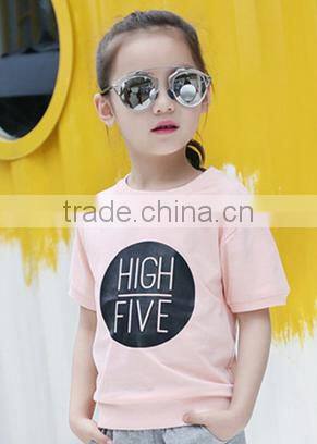 Fashion Custom High Five Word Printed Kids Round Neck Short Sleeve T Shirt OEM Service