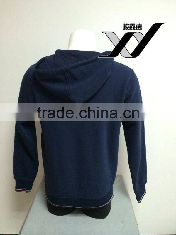 custom wholesale men cotton fleece pullover hooded sweatshirt jacket with design collar