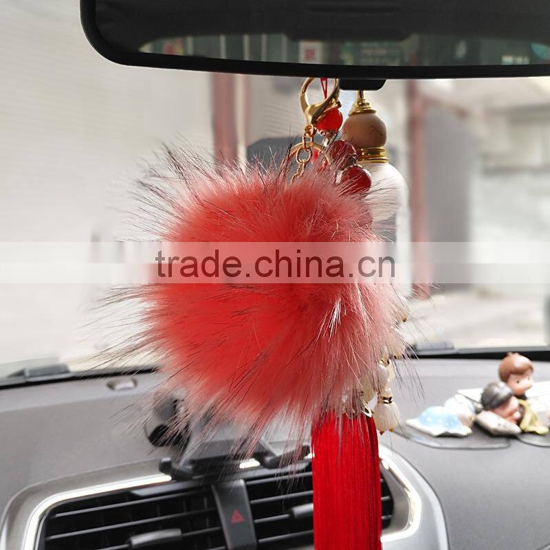 Fashion Tassel Pom Pom fur ball keychain Wholesale fur pompoms Tassel bag charm 114A