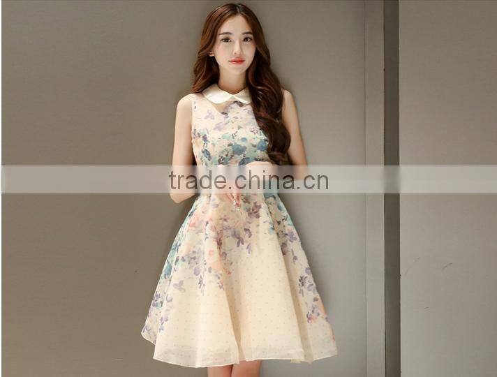 2015 Women Summer Dress Print New Fashion Casual Dresses Sleeveless Short Printed Party Girls Vestidos Femininos Hot Sale