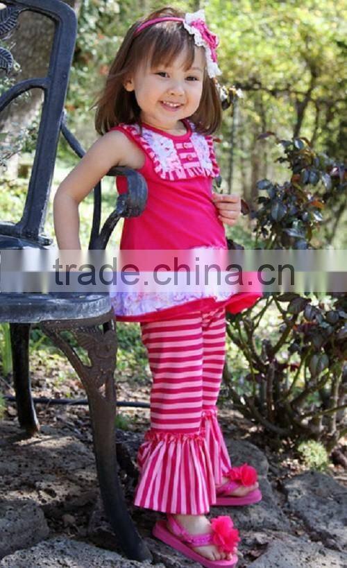 2016 boutique girl clothing fashion summer clothes sleeveless tops ruffle shorts wholesale adorable clothing girls summer outfit