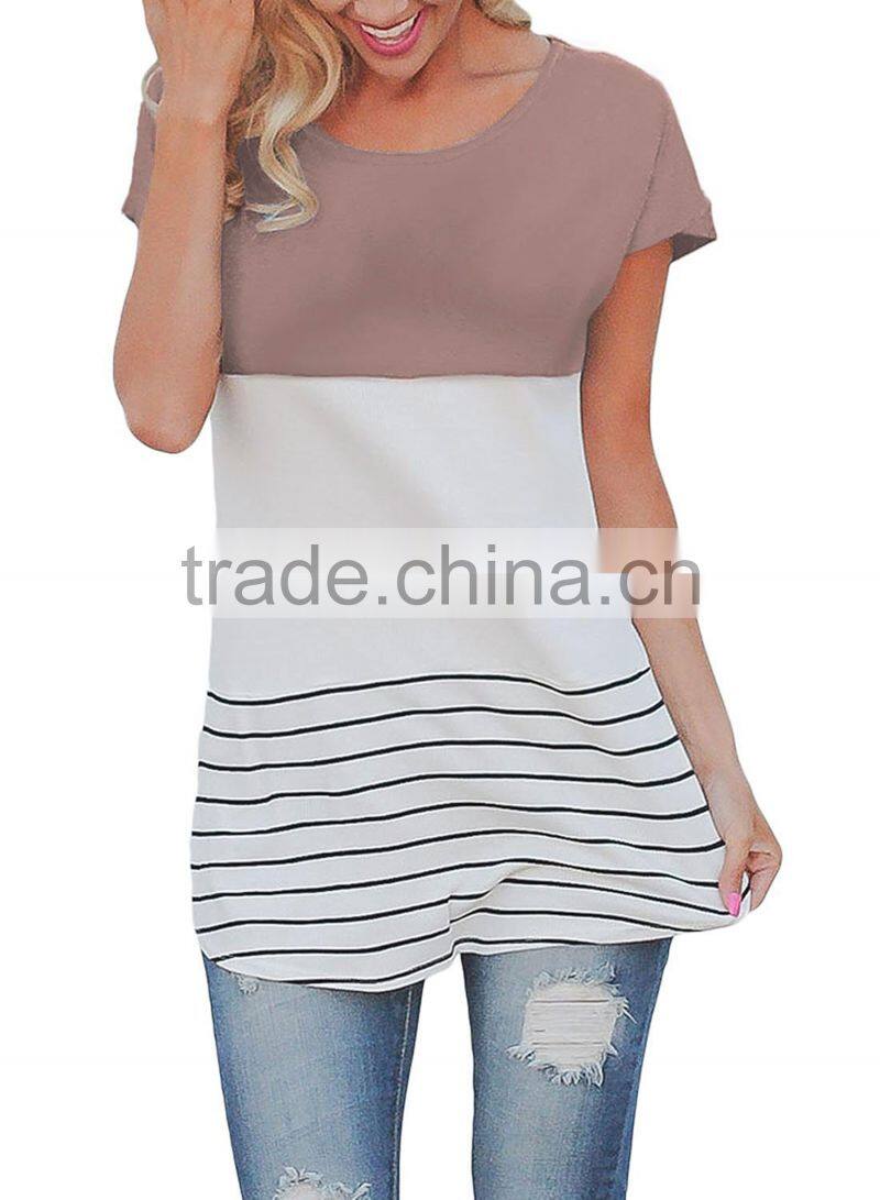 Latest custom fashion ladies short sleeve blouses for wholesale 2017