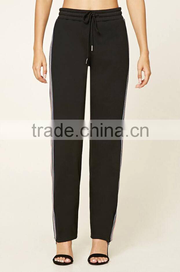 Wholesale Manufacture Anti-Static Cotton Zipper Side Slit Lady Outdoor Jogging Pants