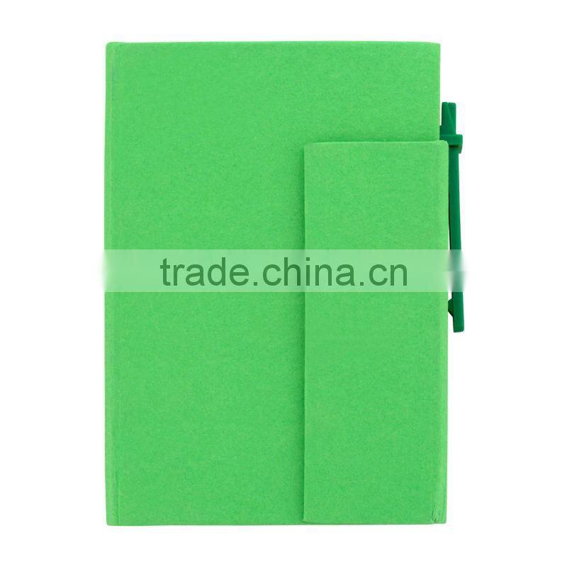 Colorful recycle notebook with pen with paper pocket