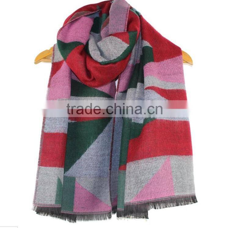 Colorful 100% Acrylic Pashmina shawl Winter Geometric Women Scarf Shawl RL-208