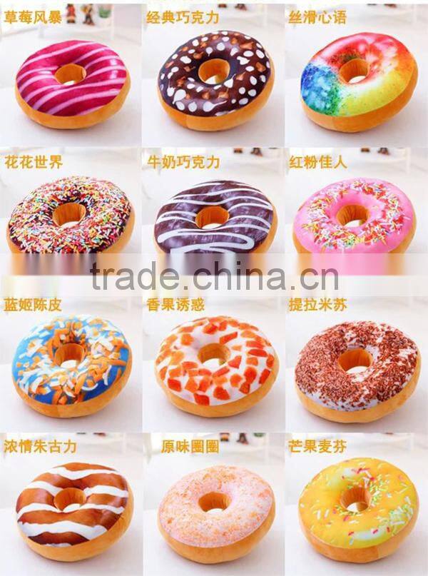 Various types custom plush stuffed cotton food pillow donut pillows