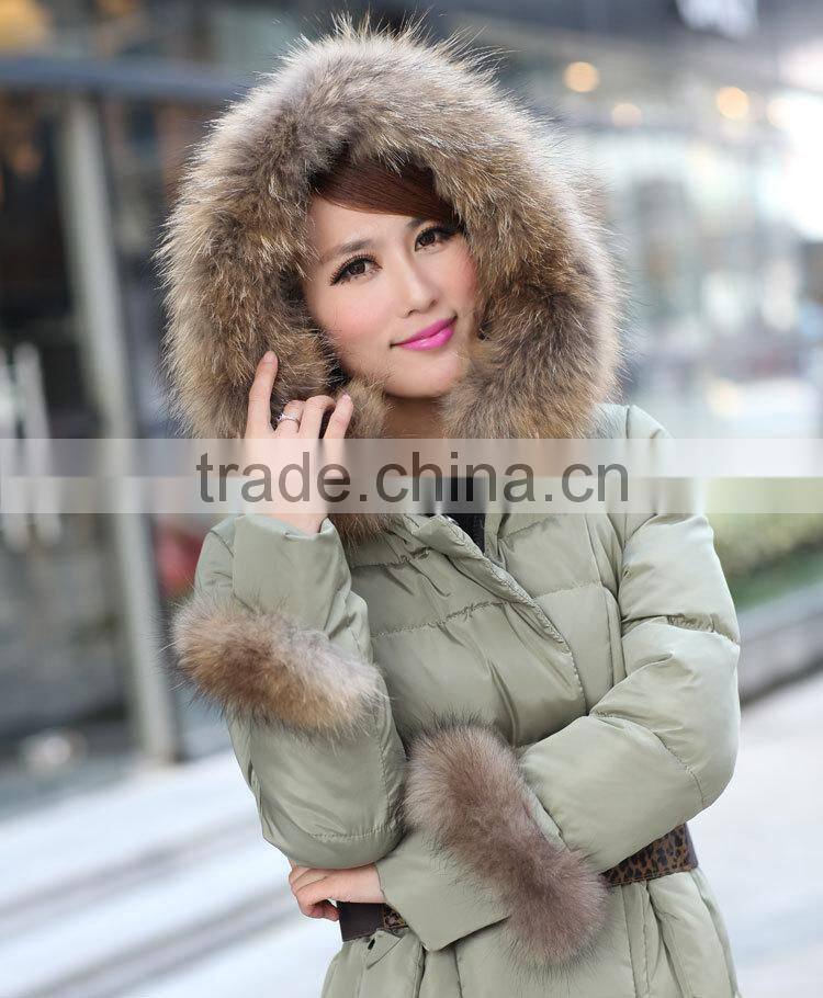 Genuine quality raccoon fur hood for coats / hooded raccoon fur