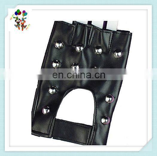 Black PU Leather Studded Biker Fingerless Gloves HPC-1852